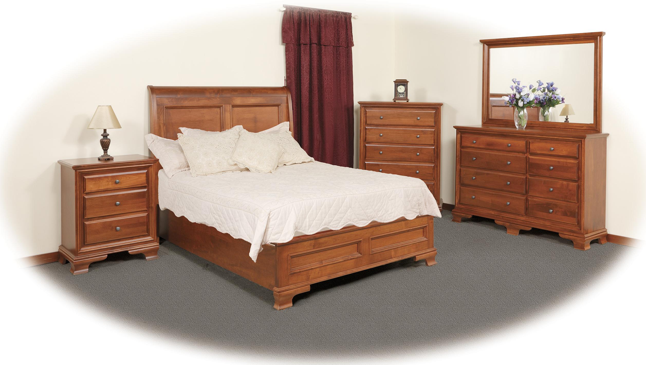 Sleigh Bed with Low Footboard